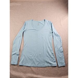 Woolx V Neck Tee Merino Wool T-Shirt Womens Small Long Sleeve